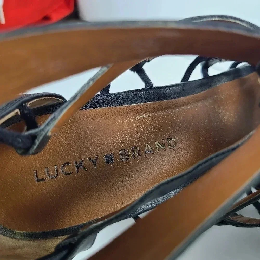 Lucky Brand Jensa black strappy wedge sandal